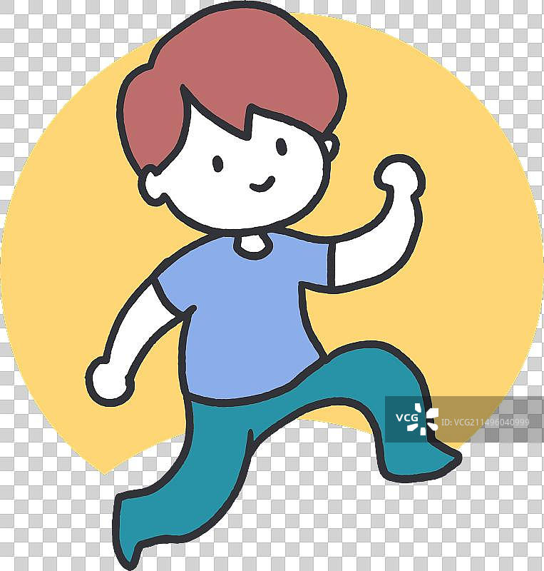 快乐的男孩在行动艺术图片素材