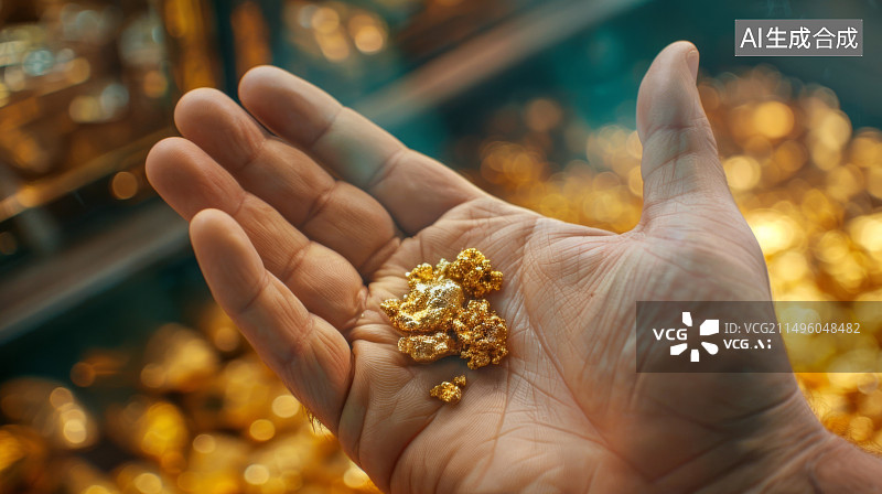 【AI数字艺术】特写手拿黄金图片素材