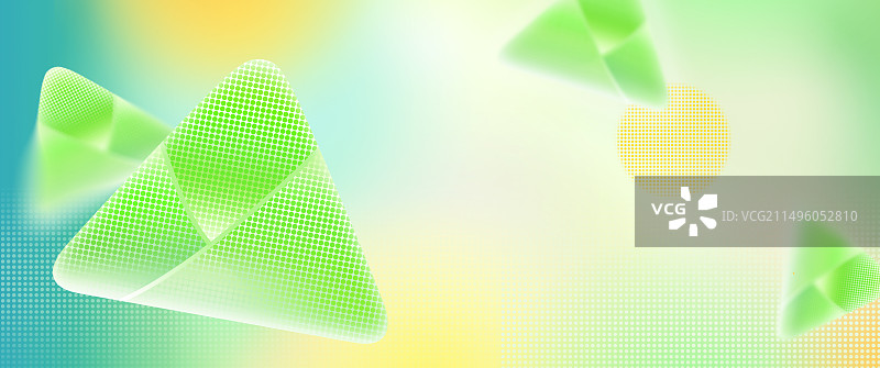 端午粽香弥散风绿色系波点粽子横版插画图片素材