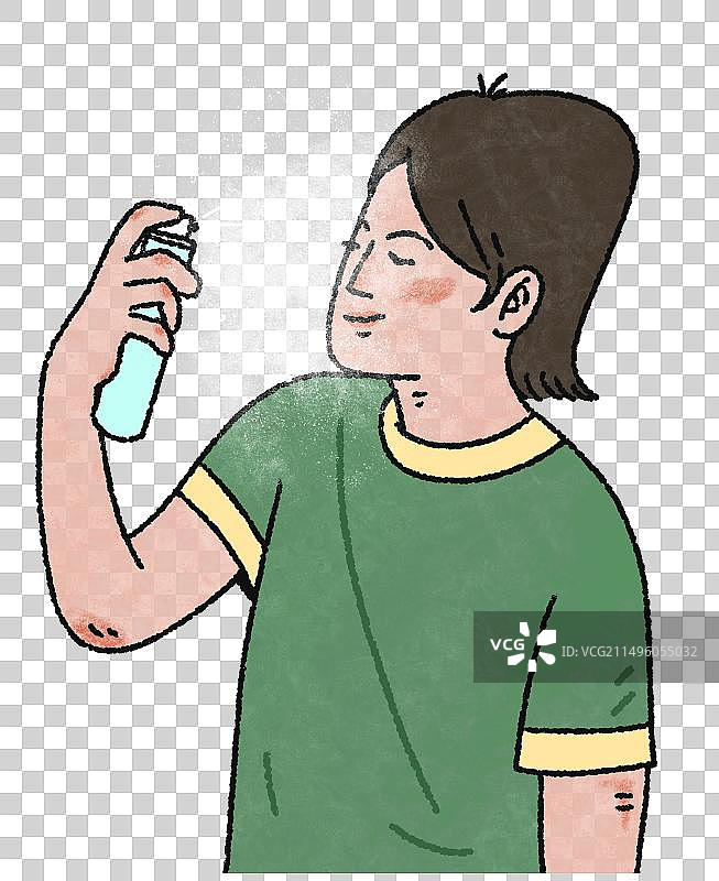 一个女生在使用喷雾钟图片素材