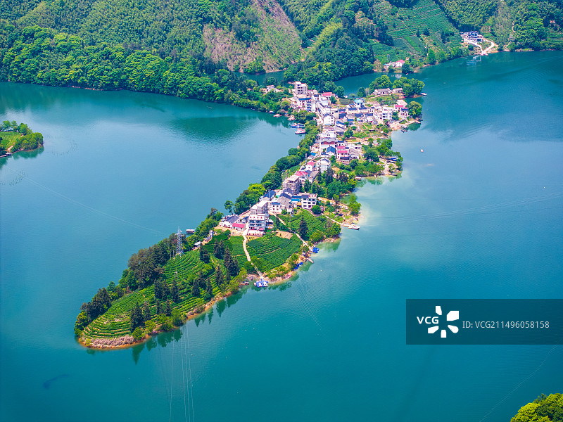 太平湖曙光村，安徽黄山图片素材