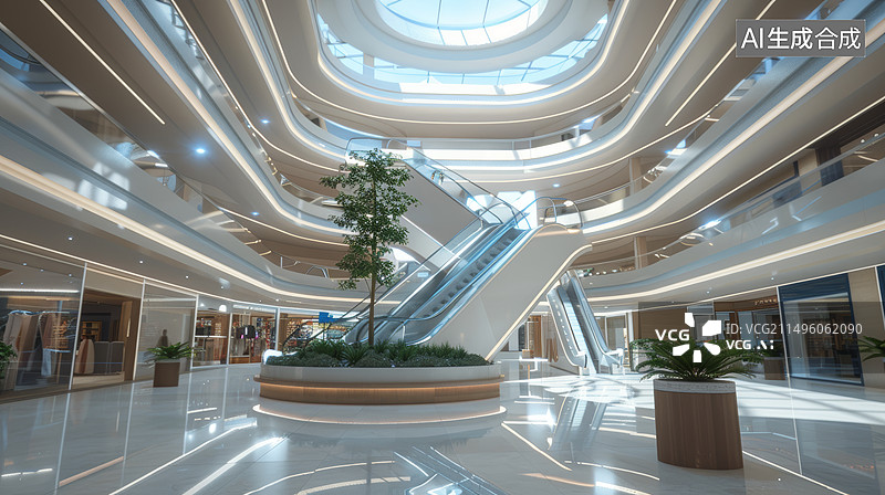 【AI数字艺术】现代商业广场购物中心图片素材