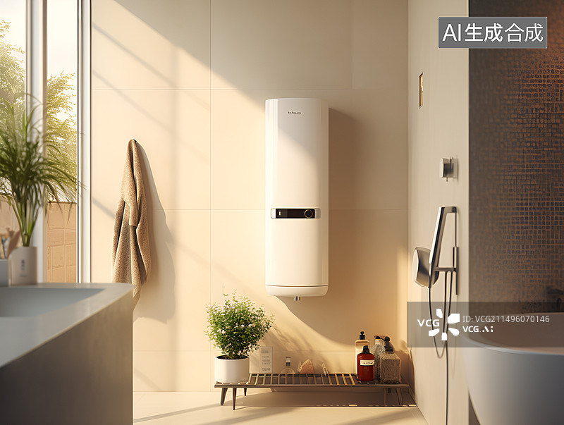 【AI数字艺术】挂在墙上的热水器图片素材