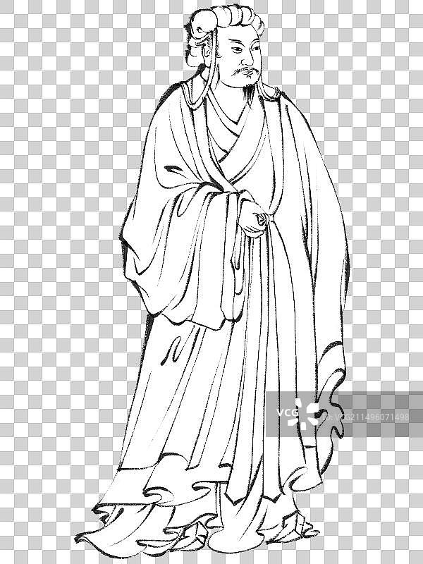 古代人物三国演义诸葛亮手绘线条插画元素图片素材