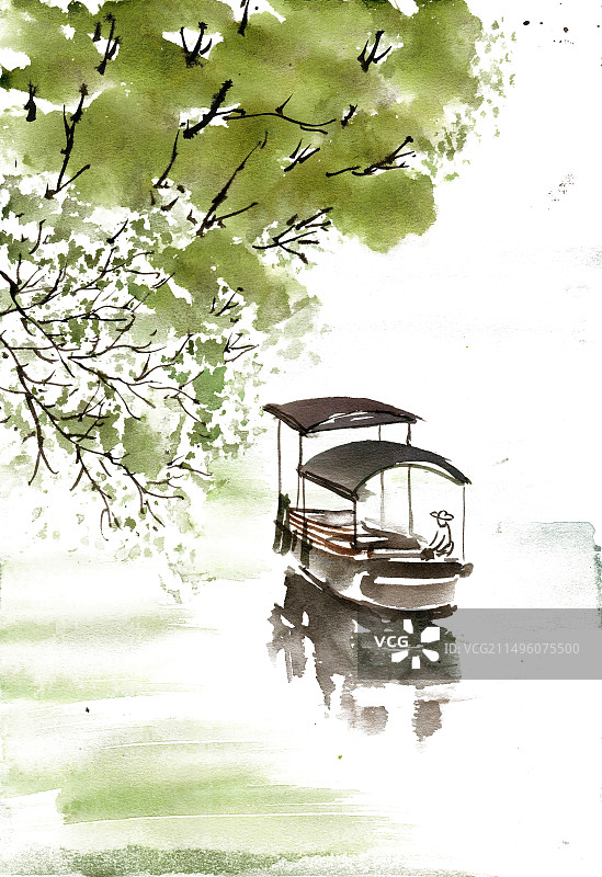 湖中的小船图片素材