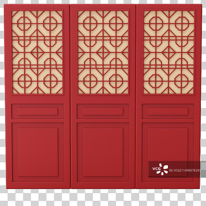 3D红色东方纱门图片素材