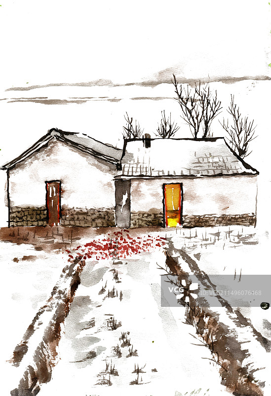 雪中的山村图片素材