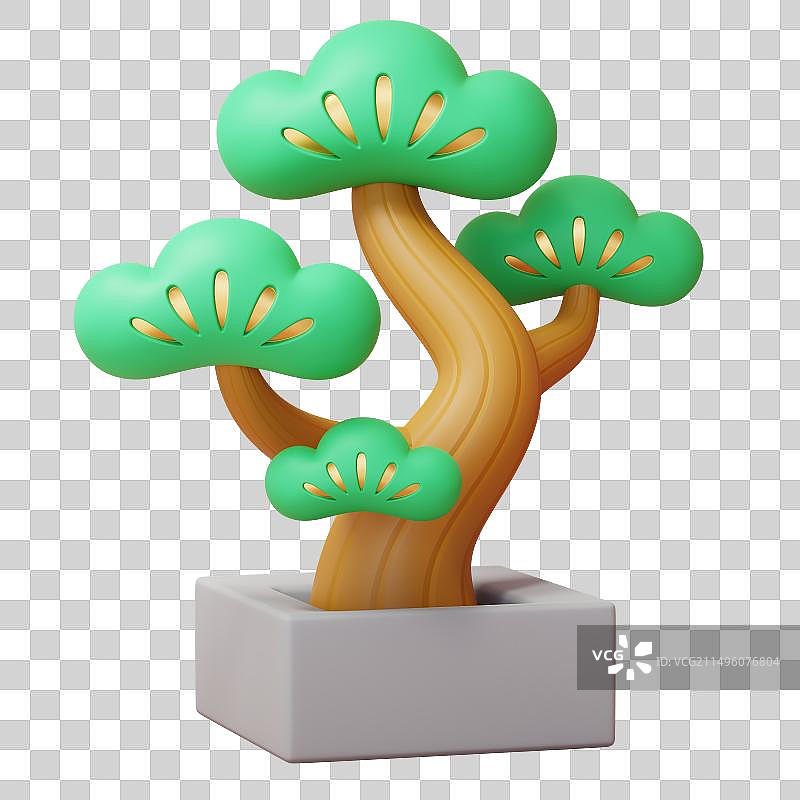 3D日本松木盆景图片素材