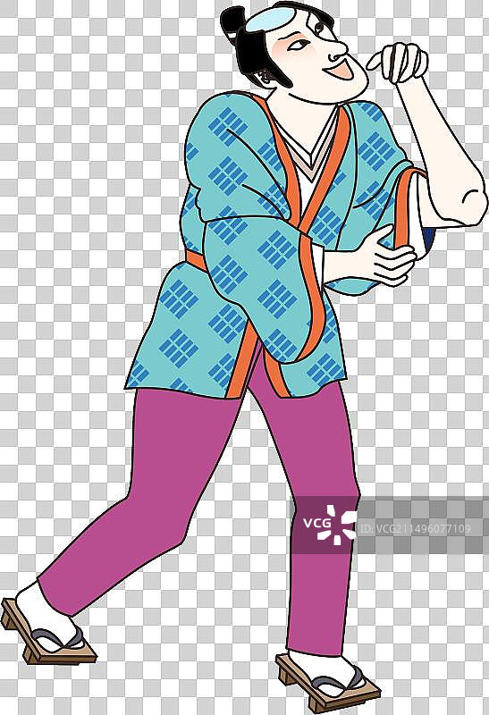 日本浮世风格江户人图片素材