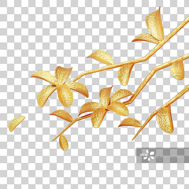 3D金色植物装饰图片素材