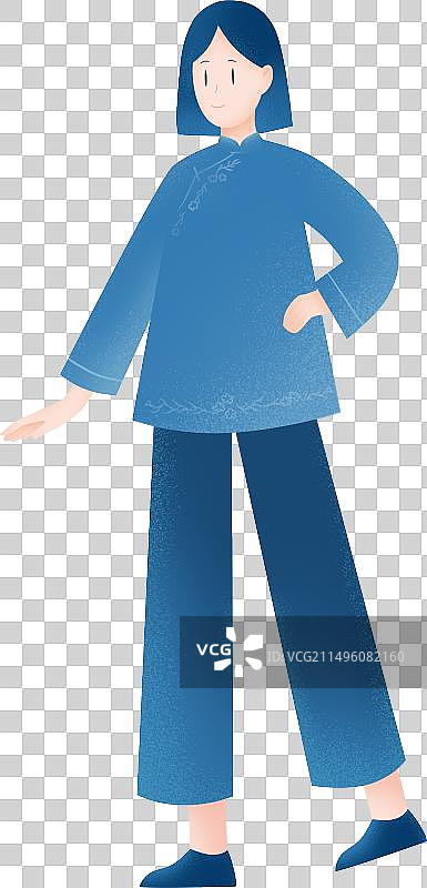 仫佬族女孩全身站姿扁平风民族插画图片素材