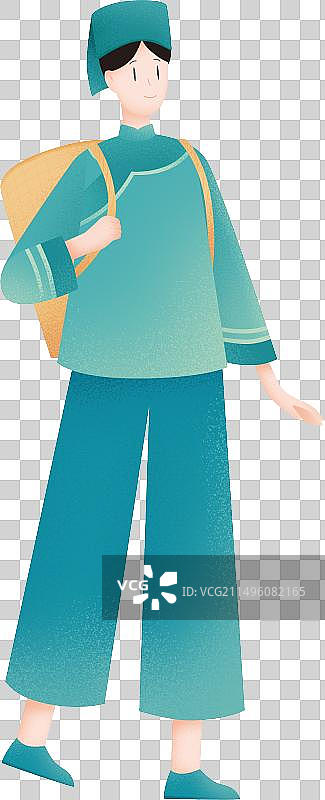 仡佬族女孩全身站姿扁平风民族插画图片素材