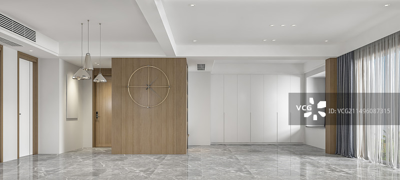 现代样板间客餐厅无家具空房间图片素材