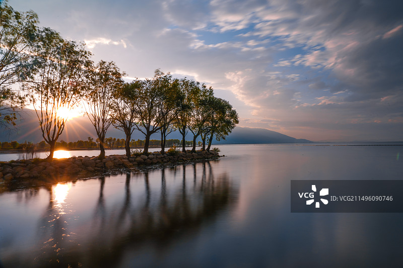 洱海日落图片素材