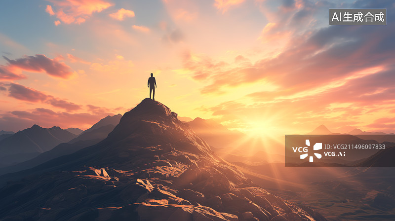 【AI数字艺术】攀爬攀岩山峰极限运动,希望与奋斗乐观积极向上努力刻苦图片素材