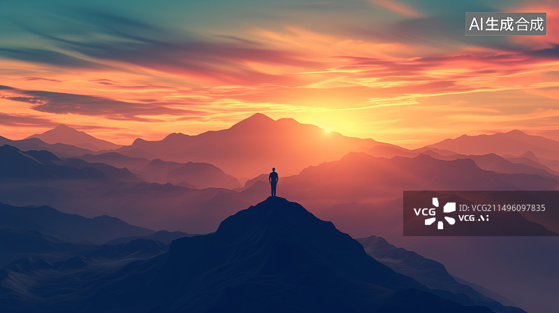 【AI数字艺术】攀爬攀岩山峰极限运动,希望与奋斗乐观积极向上努力刻苦图片素材