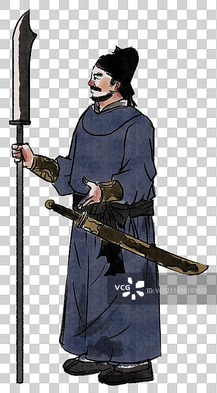 水墨风水墨画中国风新中式古风古典传统文化四大名著水浒传人物插翅虎雷横元素素材插画图片素材