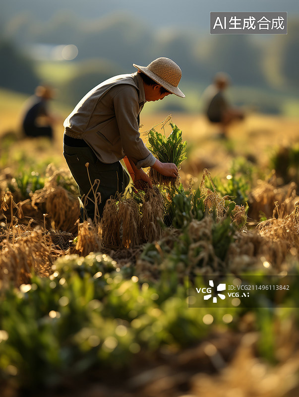 【AI数字艺术】24节气种田麦子收割素材图片素材
