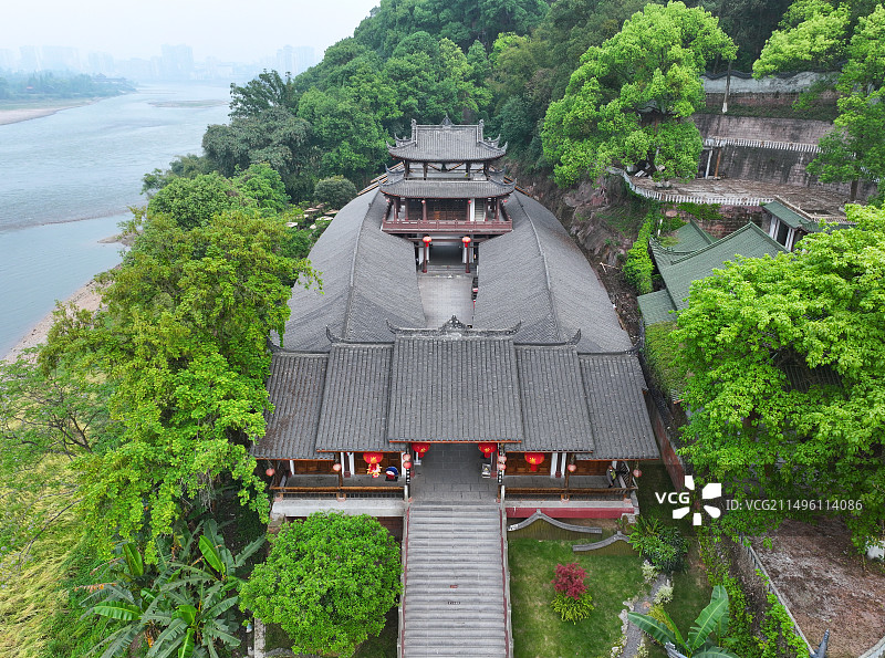 四川省乐山市世界文化自然遗产乐山大佛航拍图片素材
