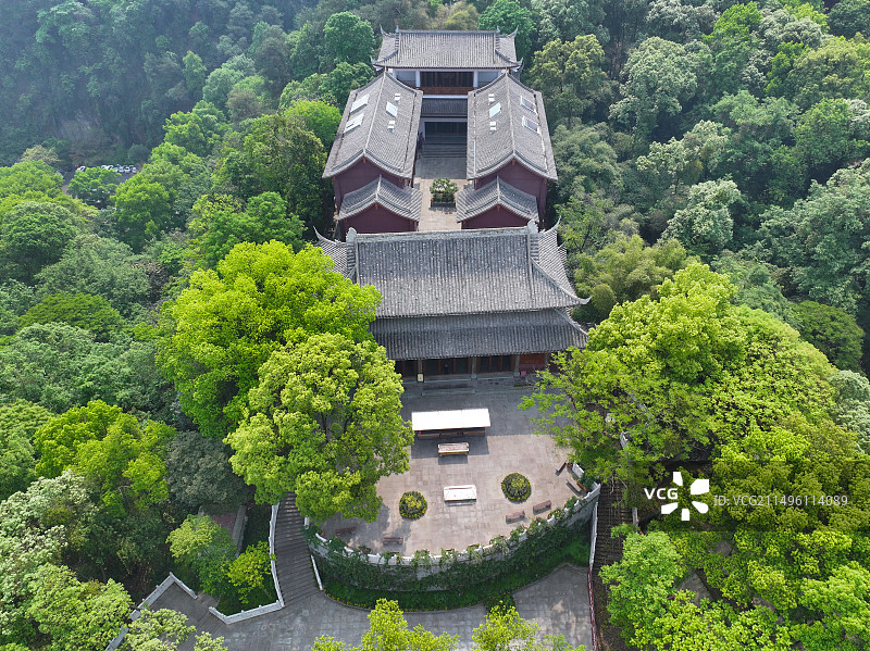 四川省乐山市世界文化自然遗产乐山大佛航拍图片素材