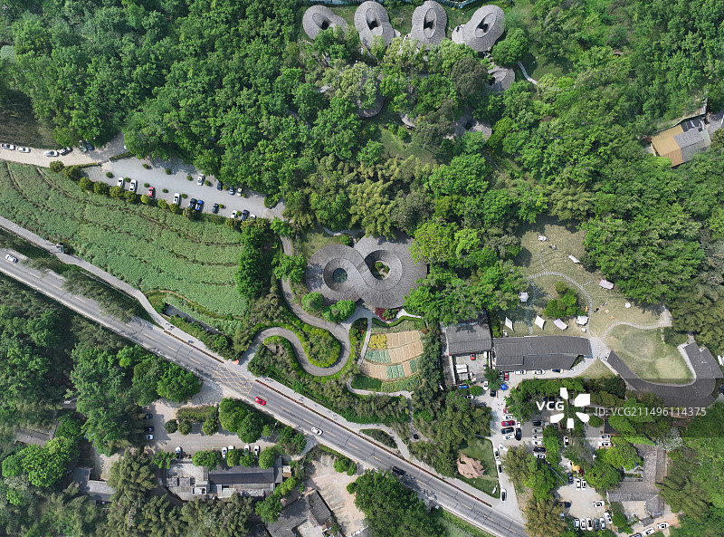 四川省成都市崇州市竹艺公园竹艺村航拍图片素材