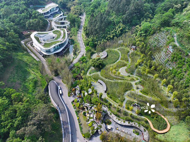 四川省成都市崇州市竹艺公园竹艺村航拍图片素材