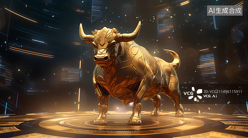 【AI数字艺术】牛市领涨股票资繁荣概念插图图片素材