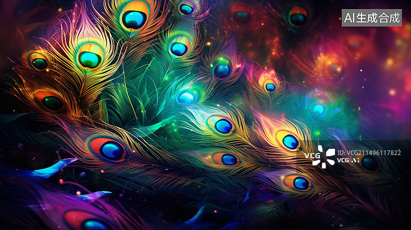 【AI数字艺术】孔雀羽毛背景图图片素材