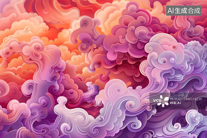 【AI数字艺术】情人节七夕国风祥云背景图片素材