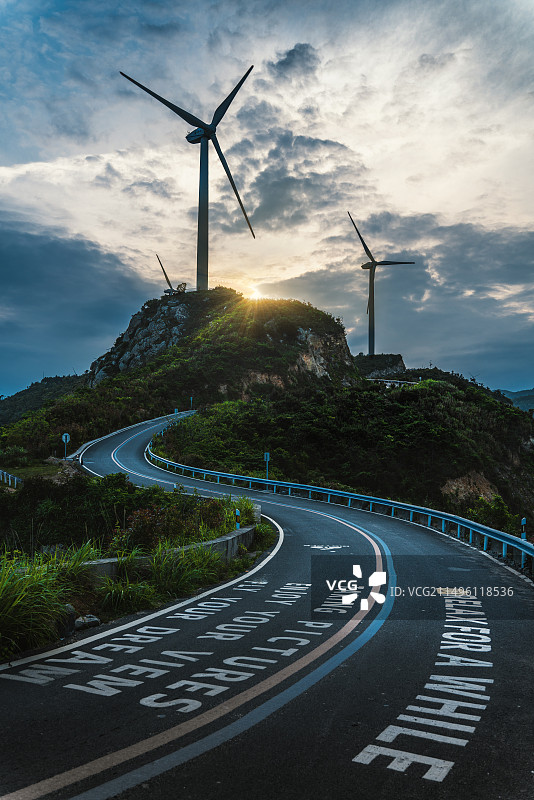 台州一号公路日落图片素材