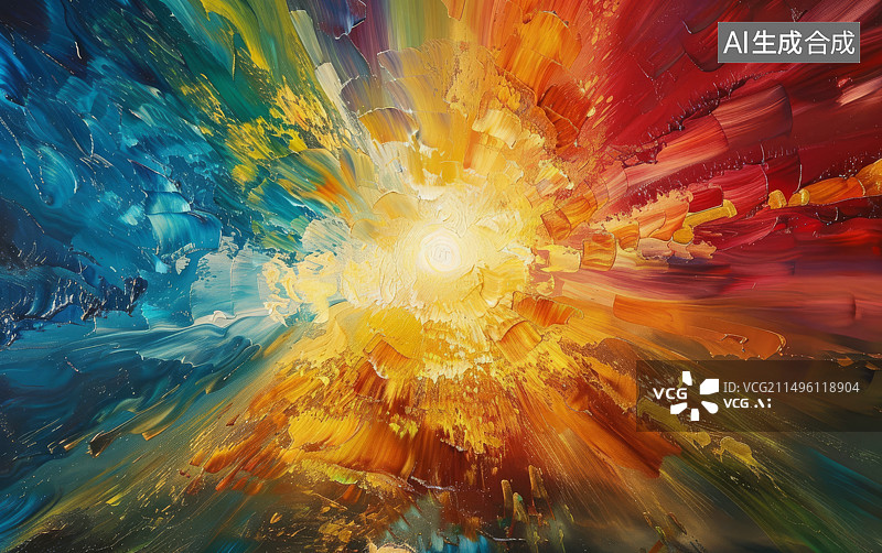 【AI数字艺术】抽象油画风格日出日落天空风景图片素材