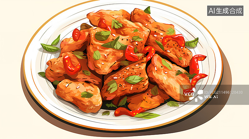 【AI数字艺术】辣椒炒肉插画图片素材