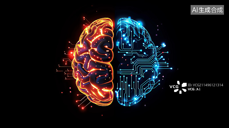 【AI数字艺术】人工智能大脑设计元素图片素材