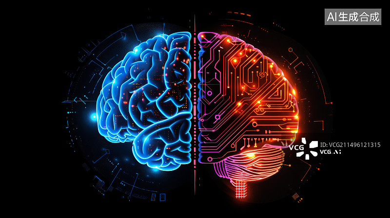 【AI数字艺术】人工智能大脑设计元素图片素材