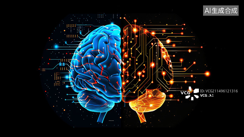 【AI数字艺术】人工智能大脑设计元素图片素材