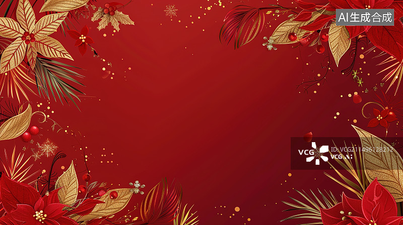 【AI数字艺术】红色背景下的红色枫叶图片素材