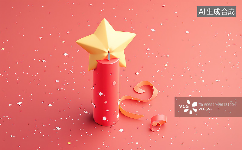 【AI数字艺术】红色背景上的圣诞装饰特写镜头图片素材