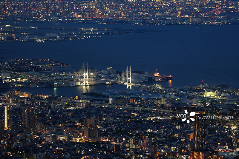 日本神户 高视角 夜景 城市风光图片素材