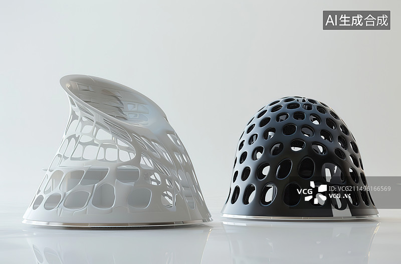 【AI数字艺术】白色背景下金属物体的特写镜头图片素材