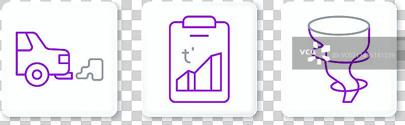 龙卷风汽车尾气与全球变暖线条组合图片素材