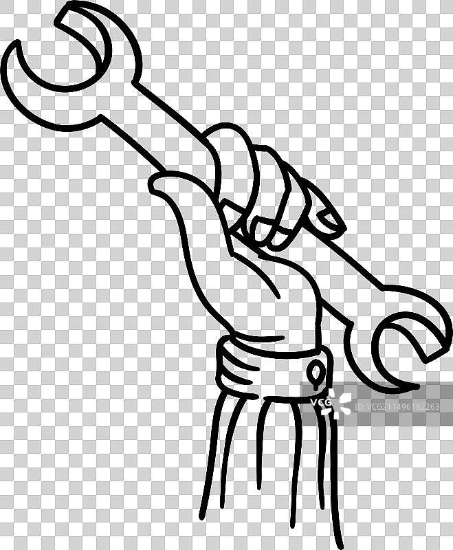 左手握着带线条艺术的螺丝刀图片素材