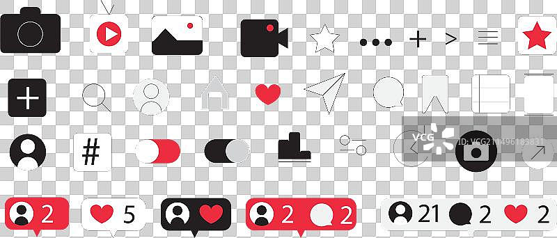社交媒体Instagram界面按钮图片素材