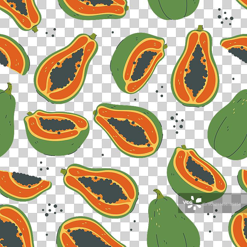 木瓜和切块图像无缝图案图片素材