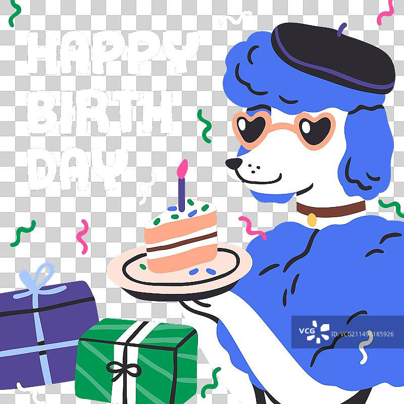 时尚狗狗生日贺卡设计图片素材