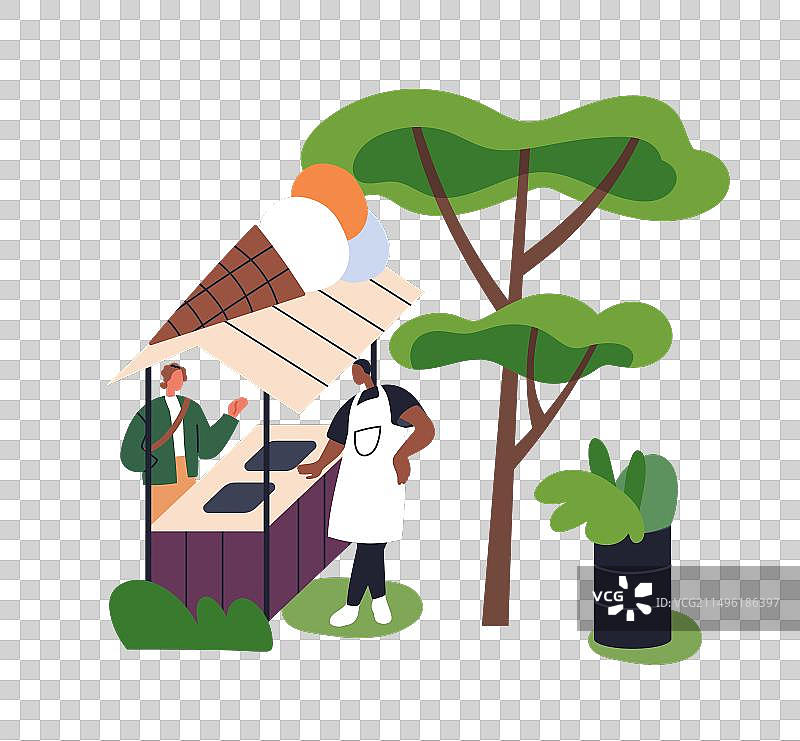 在公园摊位购买冰淇淋图片素材