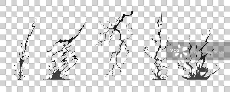 闪电剪影序列图片素材