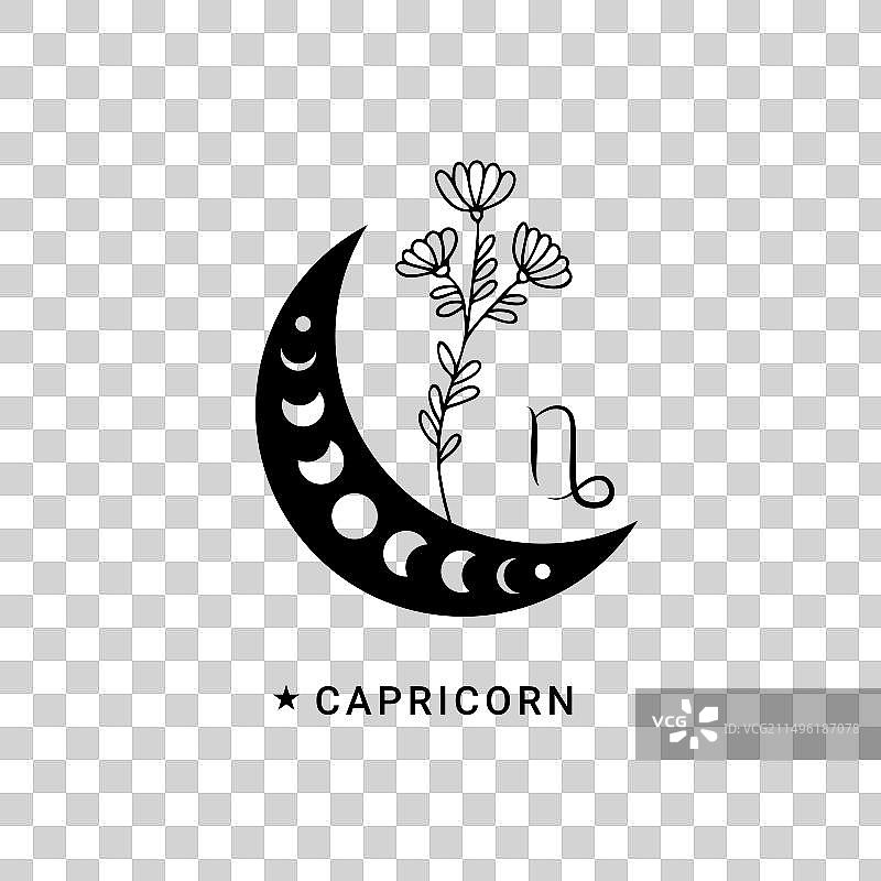 带有月亮和星星的摩羯座图片素材