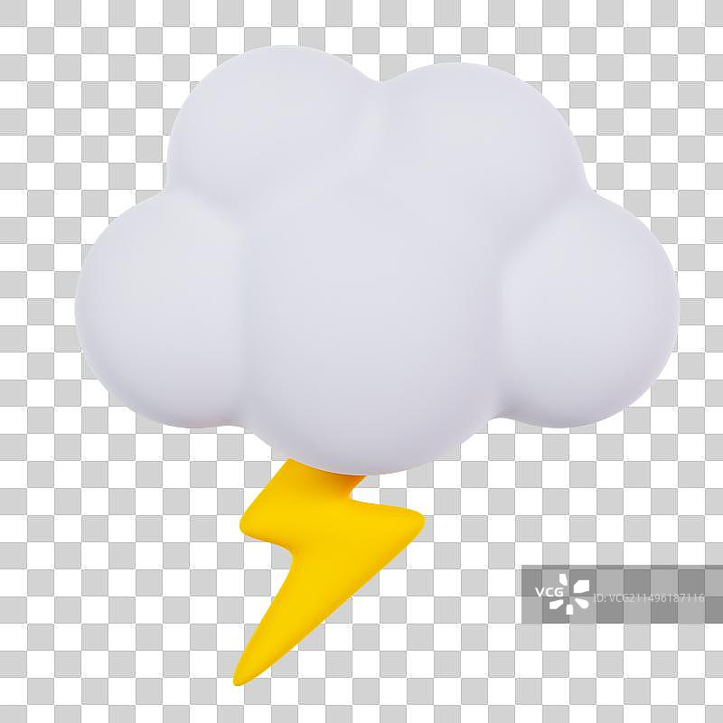 3D立体云和闪电雷阵雨天气元素图片素材