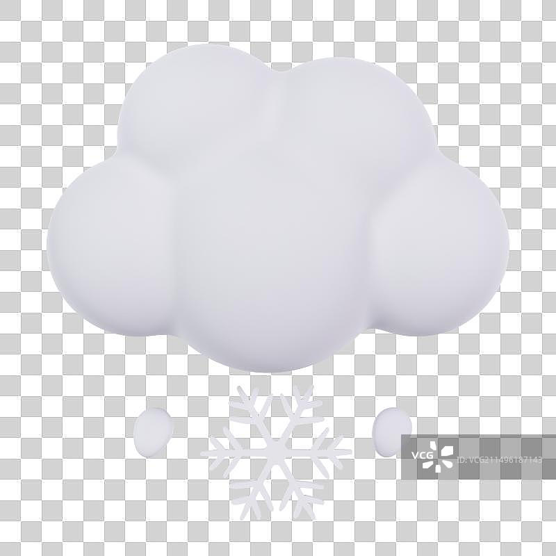 3D立体云和雪下雪天气元素图片素材