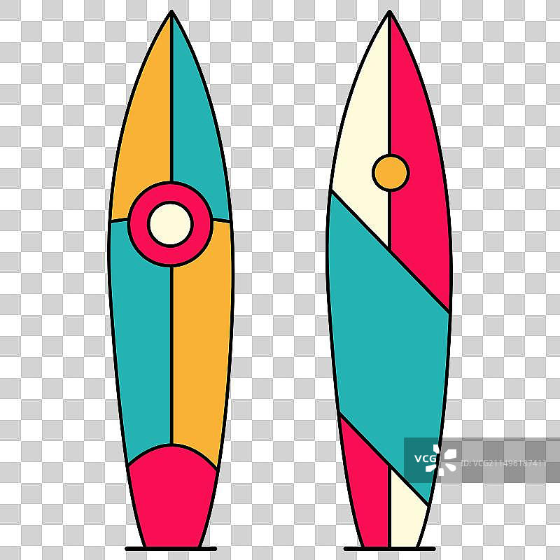 彩色冲浪板图标图片素材